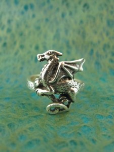 Sterling Silver Flat Dragon Ring
