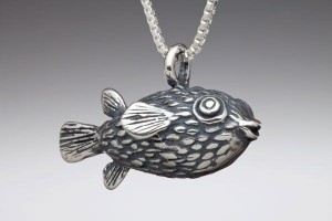 Silver Pufferfish Charm