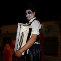 Accordian Musician Halloween Night