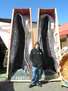 Amethyst Crystal with John for scale - 2011