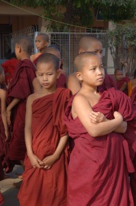 Novice Monks at the full Moon Celebration - Bagan Myanmar