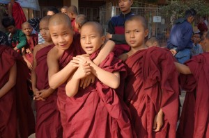 Novice Monks at the full Moon Celebration - Bagan Myanmar