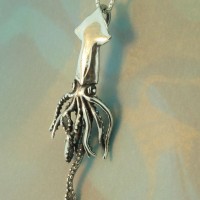 Silver Squid Charm Pendant