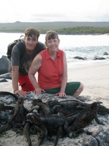 Marty and John with Marie Iguanas - Galapagos Islands
