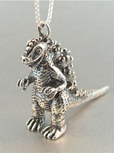 Silver Godzilla Charm