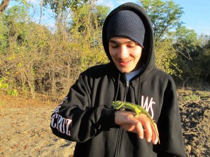 John with Chameleon, Zimbabwe, 2011