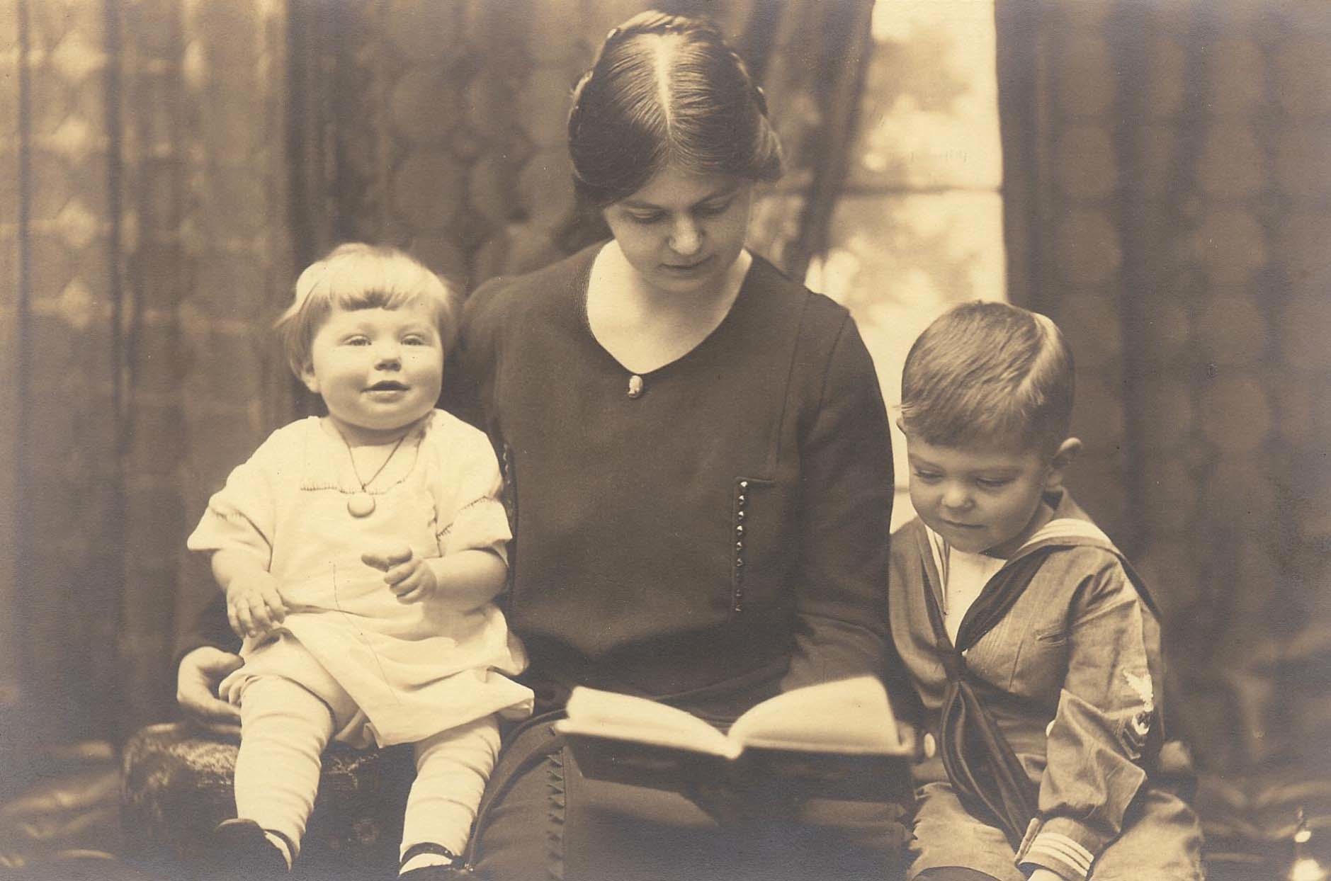 About 1921- John and sister Helen with their mother, Helen Hunt Crowell
