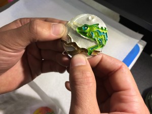 Early stage of John's Chameleon cloisonné