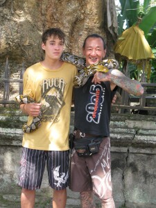 2007, John and Snake _ Goa Gajah, Elephant Cave, Bali